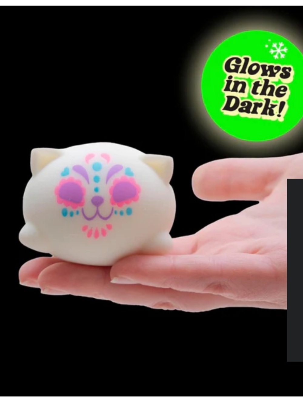 NeeDoh Glow In The Dark Sugar Skull Cats, Pink - Picture 5 of 8